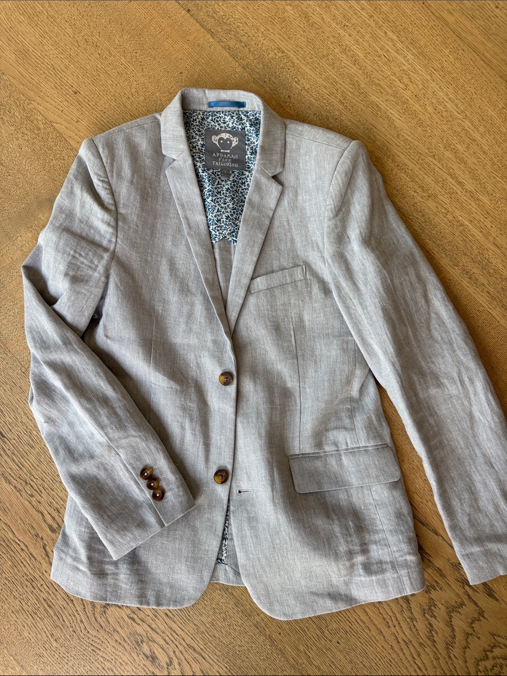 Appaman Light Grey Linen Blend Blazer with Floral Lining